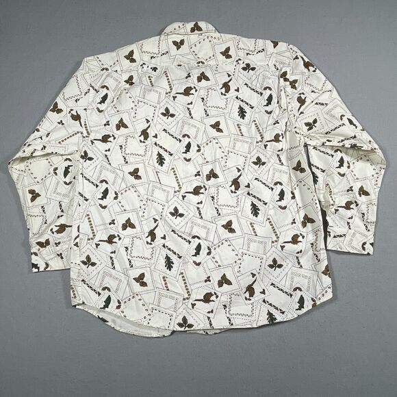 VTG High Sierra Shirt Mens XL White Hunting Long‎ Sleeve All Over Print Fall - Picture 10 of 11